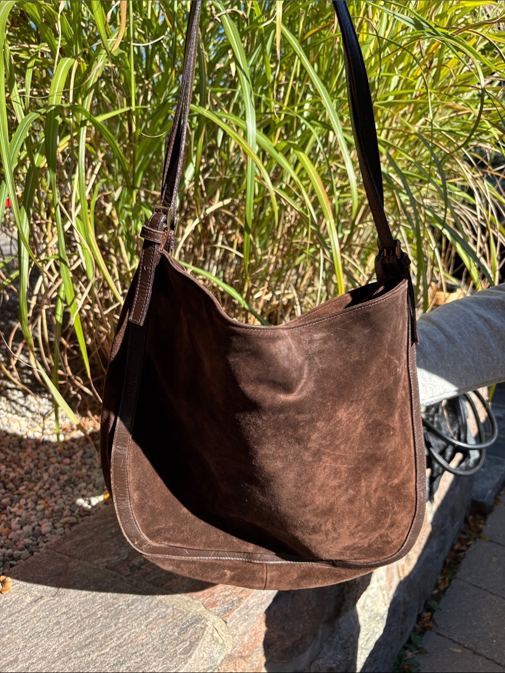 Classic Dark Brown Suede Messenger Bag for Men